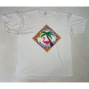 VINTAGE Girl Scout Council Tropical Florida Graphic T-shirt Women XL 90s